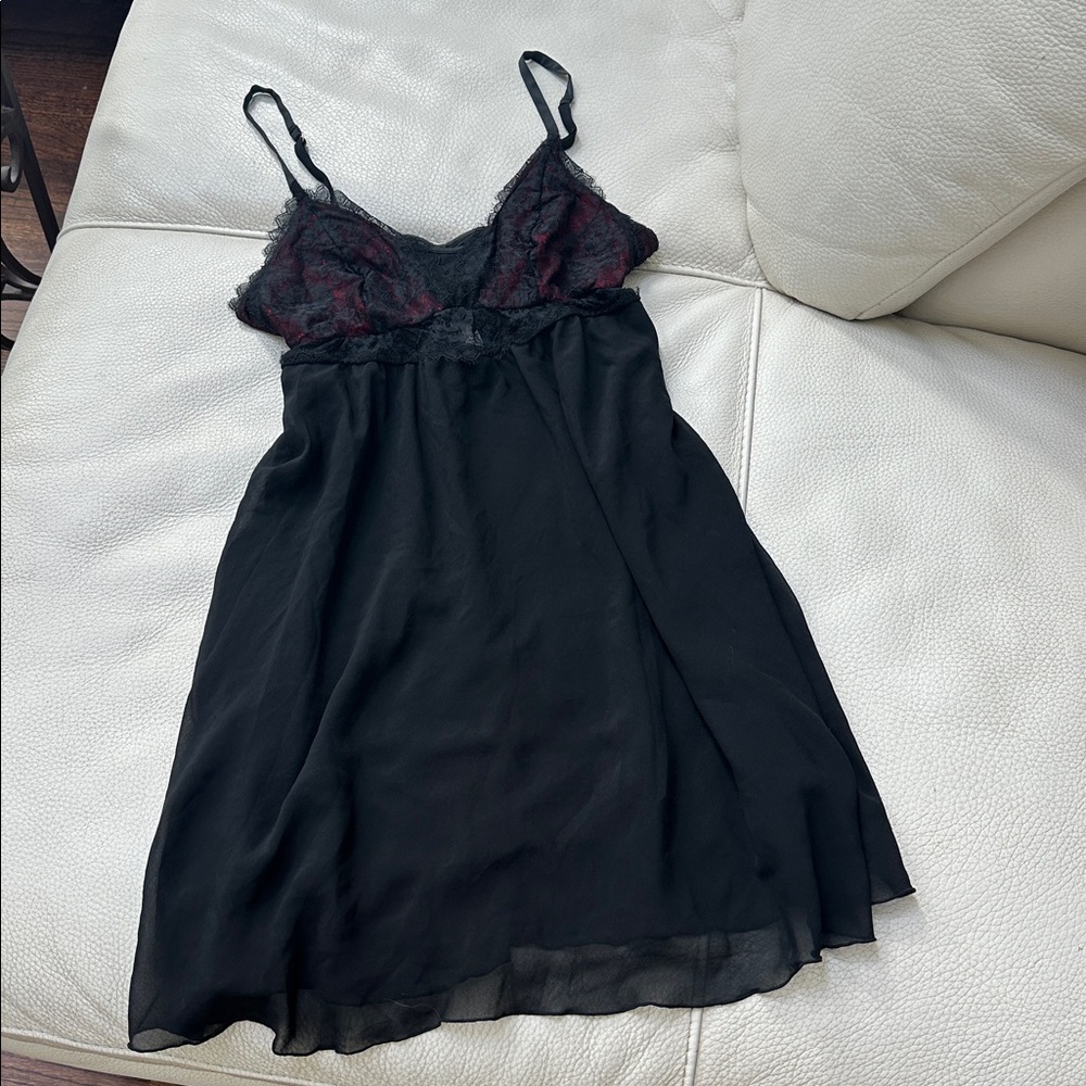 Soma Black and Red Lace Slip Night Teddy M